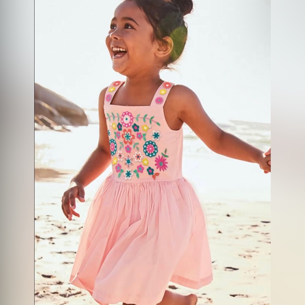 Pink/Peachy Cotton embroidered dress